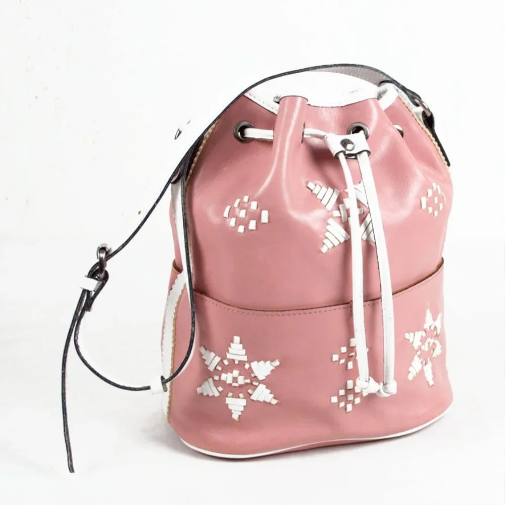 Patricia Nash Pink and White Brindisi Drawstring Bag